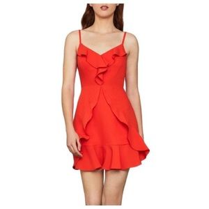 BCBG MAX AZRIA RUFFLED SLEEVELESS COCKTAIL DRESS